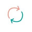 Two arrows pointing in a circle, demonstrating an exchange.