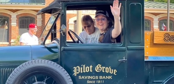 Pilot Grove float at the Salem Old Settlers parade in 2022.