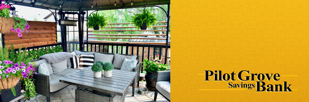 A look at an outdoor patio that could be yours with a home equity loan from Pilot Grove Savings Bank.